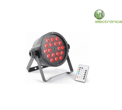 PROJECTOR EFEITOS LED FLATPAR 18X1W RGB DMX C/ COMANDO