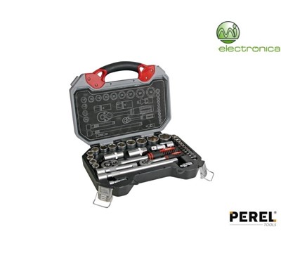 CONJUNTO DE CHAVES DE ROQUETE 1/2" E 1/4" 32X PEREL