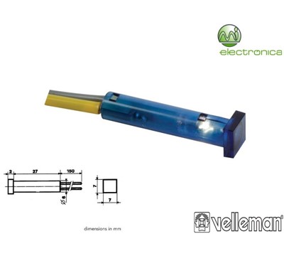 LUZ PILOTO QUADRADO AZUL 7x7mm 24V VELLEMAN