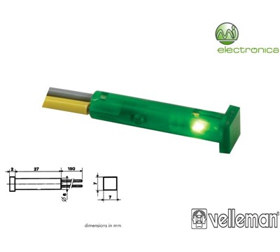 LUZ PILOTO QUADRADO VERDE 7x7mm 24V VELLEMAN