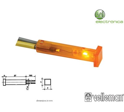 LUZ PILOTO QUADRADO ÂMBAR 7x7mm 220V VELLEMAN
