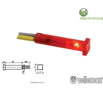 LUZ PILOTO QUADRADO VERMELHO 7x7mm 220V VELLEMAN