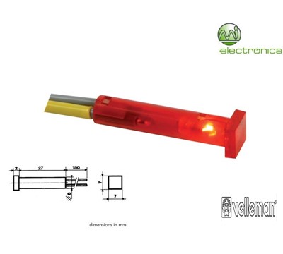 LUZ PILOTO QUADRADO VERMELHO 7x7mm 12V VELLEMAN
