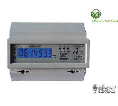 MEDIDOR DE kWh P/ MONTAGEM DIN-RAIL 7 MÓD./3 FAS. VELLEMAN