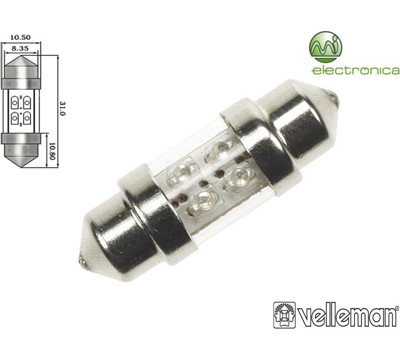LAMPADA P/ AUTOMÓVEL BRANCO 4 LED´s 12V BP2 VELLEMAN