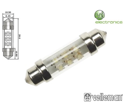LAMPADA P/ AUTOMÓVEL BRANCO 6 LED´s 12V BP2 VELLEMAN