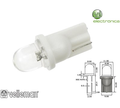 LAMPADA P/ AUTOMÓVEL BRANCO 1 LED 3000mcd 12V BP2 VELLEMAN