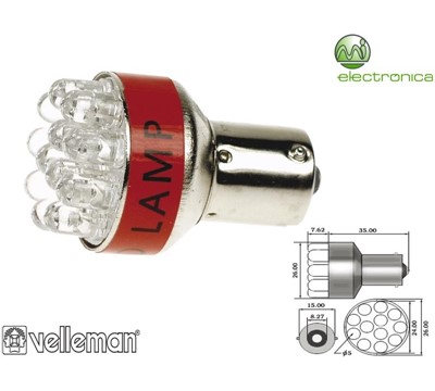 LAMPADA P/ AUTOMÓVEL BRANCO 12LED´s 12V BP1 VELLEMAN