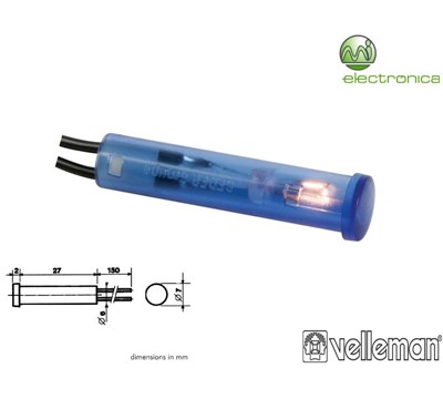 LUZ PILOTO REDONDO AZUL 12V VELLEMAN