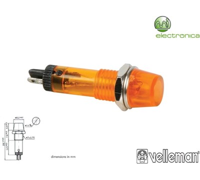 LUZ PILOTO REDONDO ÂMBAR 8mm 12V VELLEMAN