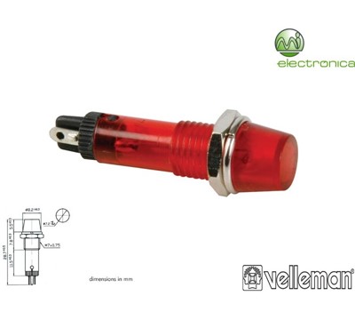 LUZ PILOTO REDONDO VERMELHO 8mm 12V VELLEMAN