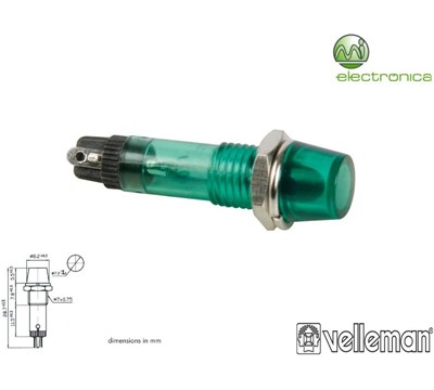 LUZ PILOTO REDONDO VERDE 8mm 12V VELLEMAN