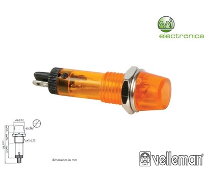 LUZ PILOTO REDONDO ÂMBAR 8mm 220V VELLEMAN