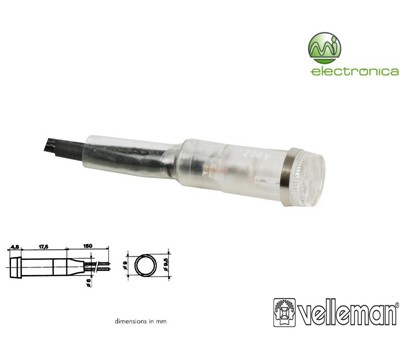 LUZ PILOTO REDONDO TRANSPARENTE 9mm 220V VELLEMAN