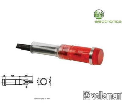 LUZ PILOTO REDONDO VERMELHO 9mm 220V VELLEMAN