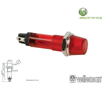LUZ PILOTO REDONDO VERMELHO 8mm 220V VELLEMAN