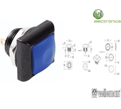 MINI INTERRUPT. PRESSÃO QUADR. AZUL 1P SPST OFF-(ON) VELLEMAN
