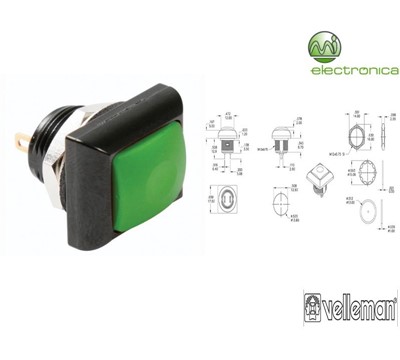 MINI INTERRUPT. PRESSÃO QUADR.VERDE 1P SPST OFF-(ON) VELLEMAN