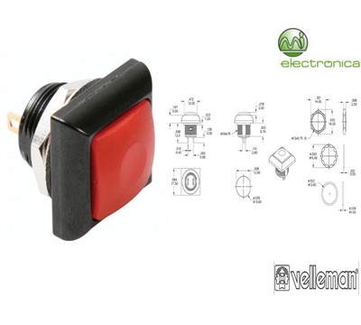 MINI INTERRUPT. PRESSÃO QUADR.VERM 1P SPST OFF-(ON) VELLEMAN