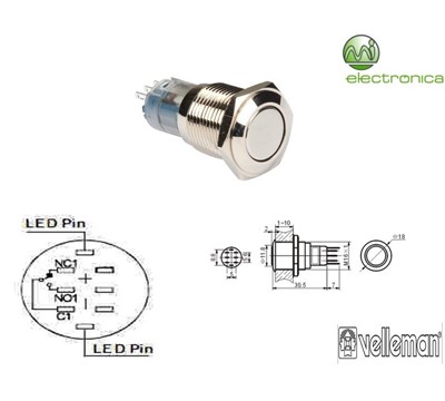 INTERRUPTOR PRESSÃO REDONDO SPDT 1NO 1NC VELLEMAN