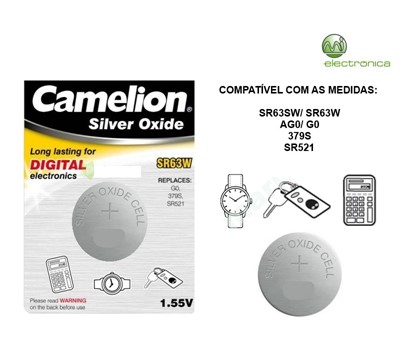PILHA AG0 SR63W BP1 CAMELION