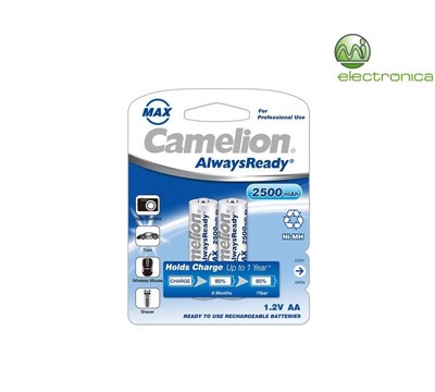 PILHA RECARREGÁVEL R06 AA 2500mA BP2 ALWAYS READY CAMELION