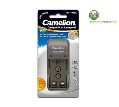 CARREGADOR DE PILHAS RÁPIDO 2X AA/AAA/9V BC-1001A CAMELION