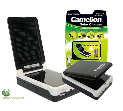 CARREGADOR DE BATERIAS ENERGIA SOLAR P/ PILHAS/EQUI MÓV. SBC3001 CAMELION