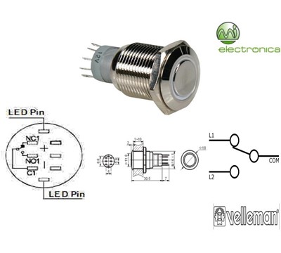 INTERRUPTOR PRESSÃO REDONDO BRANCO SPDT 1NO 1NC VELLEMAN