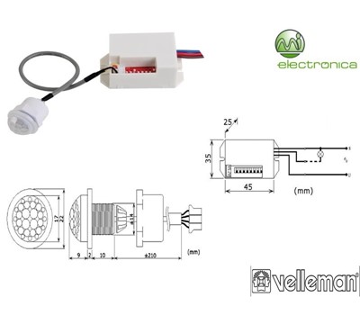 DETECTOR MINI DE MOVIMENTO PIR P/ ENCASTRAR VELLEMAN