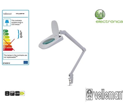 LÂMPADA LED SECRETÁRIA C/ VIDRO AUMENTO 5 DIOPT 6W 64LEDS BR VELLEMAN