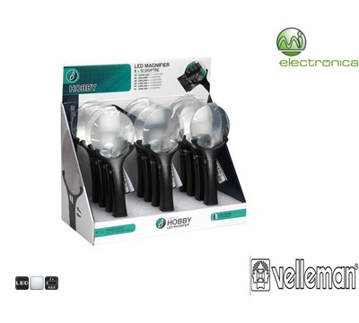 EXPOSITOR LUPA LED X12 - 6+12 DIOPTRIAS - VELLEMAN