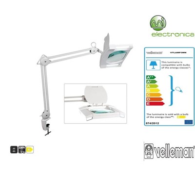 CANDEEIRO C/ LUPA 2X9W BRANCO VELLEMAN