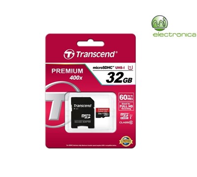 MICRO SD TRANSCEND 32GB CLASS10 C/ ADAPT SD UHS-I SDHC