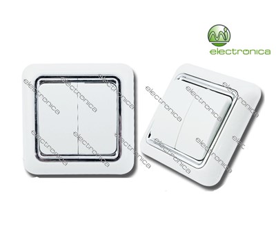 INTERRUPTOR 2 VIAS  BRANCO C/ CONTORNO PRATA
