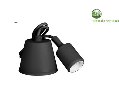 SUPORTE LAMPADA E27 EM SUSPENSÃO SILICONE PRETO (98,4 cm)