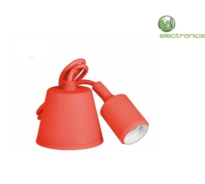 SUPORTE LAMPADA E27 EM SUSPENSÃO SILICONE VERMELHO (98,4 cm)