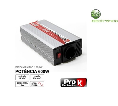 CONVERSOR 12V-230V 600W ONDA SINUSOIDAL PURA