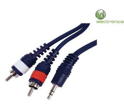 CABO AUDIO STÉREO JACK 3,5mm MACHO/2RCA MACHO AZUL
