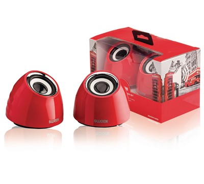 CONJUNTO 2 COLUNAS USB 2.0 PORTÁTEIS 3W VERMELHO