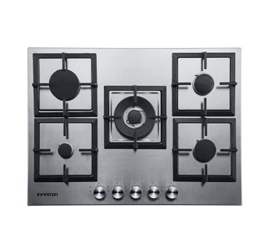 PLACA GÁS 5 ZONAS 70CM INOX INFINITON