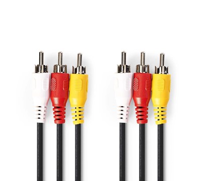CABO DE VIDEO COMPOSTO-3xRCA MACHO-3xRCA MACHO-1,5M PRETO