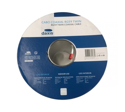 CABO COAXIAL BRANCO TWIN RG5 DAXIS 100Mts