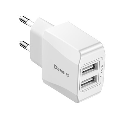CARREGADOR MINI DUAL-U 2xUSB 2.1A BASEUS BRA