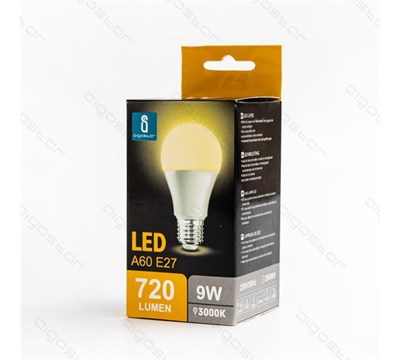 LAMPADA LED E27 A5 A60 9W BRANCO QUENTE BOX