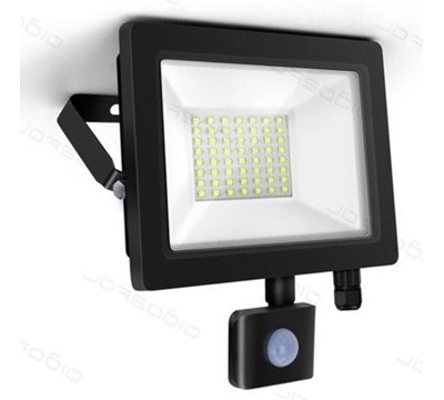 PROJECTOR LED SLIM C/ SENSOR 30W IP65 6400K PRETO