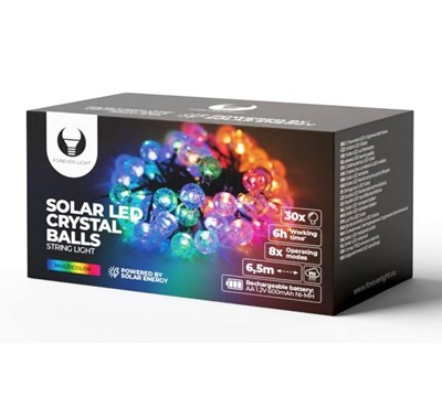 LUZES LED SOLAR CRYSTAL BALLS SCB61 6,5M x30 MULTICOLOR