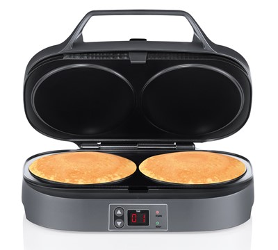 MÁQUINA PANQUECAS/SNACKS 1300W 2 CAVIDADES FLAMA PRETO