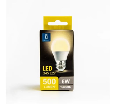 LAMPADA LED E27 A5 G45 6W BRANCO NEUTRO 500LM