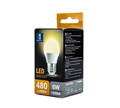 LAMPADA LED A5 G45 6W E27 3000K